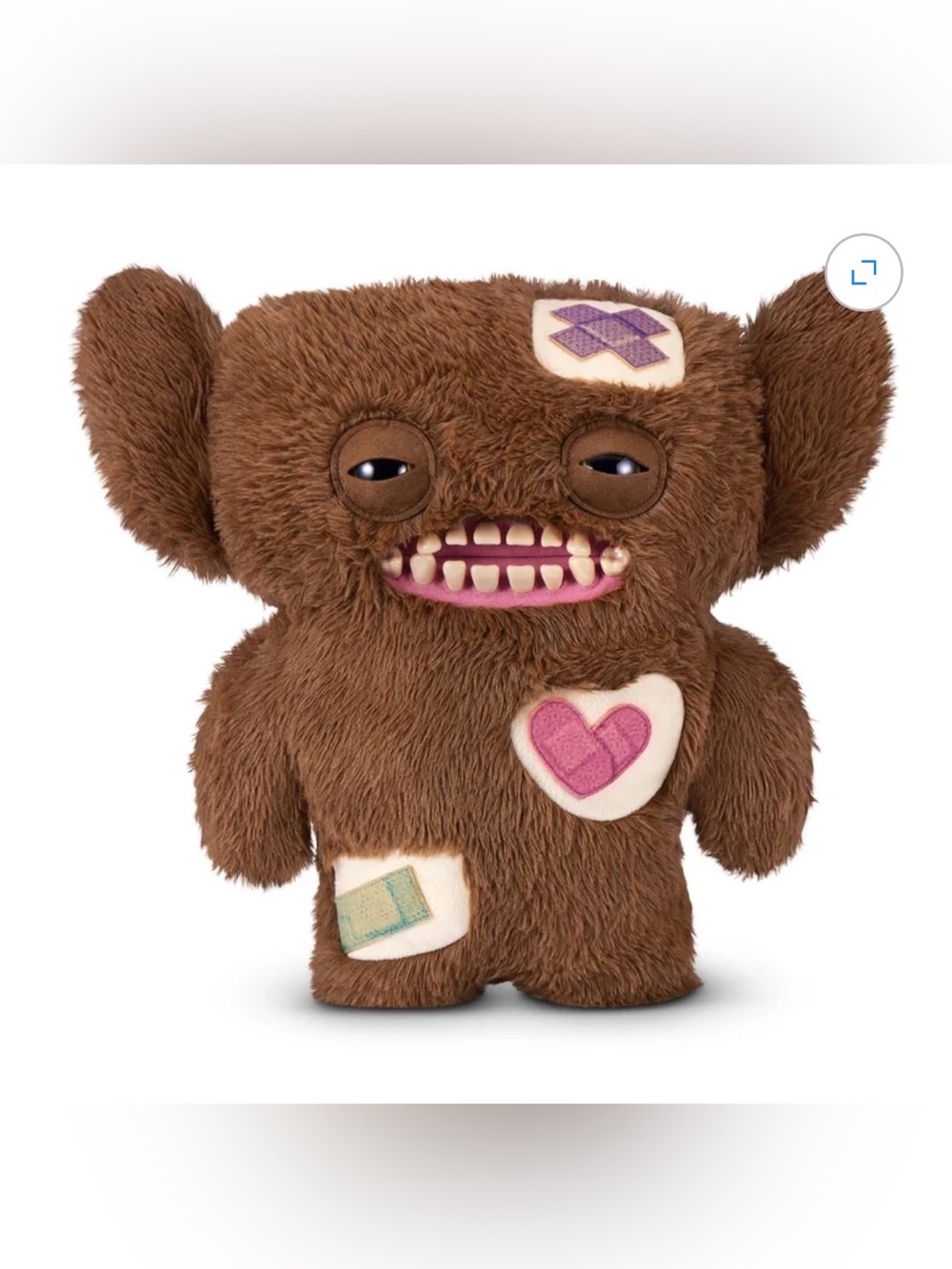 Zuru Brown Patch Monster Plush with Pink Heart & Purple Patch biggfugg